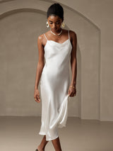 [Blanc] SilkSilky-FR Fines Brides Col Bénitier Robes 006