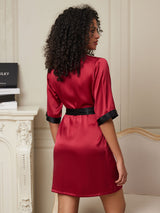 [Rouge Vineux] SilkSilky-FR Half Sleeve Femme Peignoir 002