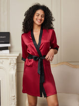 [Rouge Vineux] SilkSilky-FR Half Sleeve Femme Peignoir 003