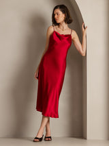 [Rouge Vineux] SilkSilky-FR Fines Brides Col Bénitier Robes 001