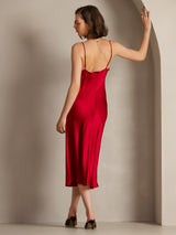 [Rouge Vineux] SilkSilky-FR Fines Brides Col Bénitier Robes 002