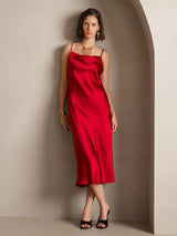 [Rouge Vineux] SilkSilky-FR Fines Brides Col Bénitier Robes 004