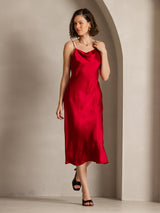 [Rouge Vineux] SilkSilky-FR Fines Brides Col Bénitier Robes 005