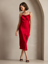 [Rouge Vineux] SilkSilky-FR Fines Brides Col Bénitier Robes 007