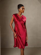 [Rouge Vineux] SilkSilky-FR Sans manches Robes 001