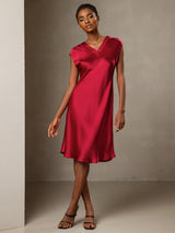 [Rouge Vineux] SilkSilky-FR Sans manches Robes 005