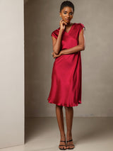 [Rouge Vineux] SilkSilky-FR Sans manches Robes 006