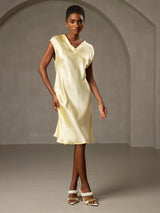 [Jaune] SilkSilky-FR Sans manches Robes 005