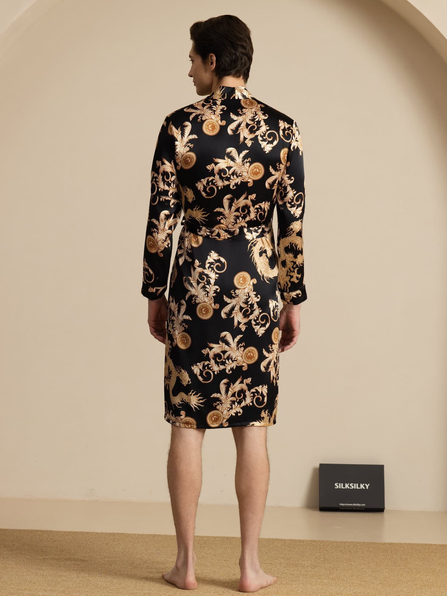 [Dragon Noir] SilkSilky-FR Long Sleeve Homme Peignoir 002