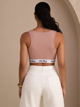 [Rose] SilkSilky-FR Sleeveless Crew Neck Top À Fines Brides 002