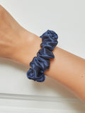 SilkSilky-FR 19Momme Pure Soie Scrunchie BleuFoncé 001