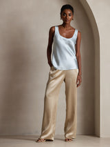 [Bleu Clair] SilkSilky-FR Sleeveless Top À Fines Brides 006