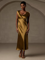 [Brun] SilkSilky-FR Cap Sleeve Robes 001