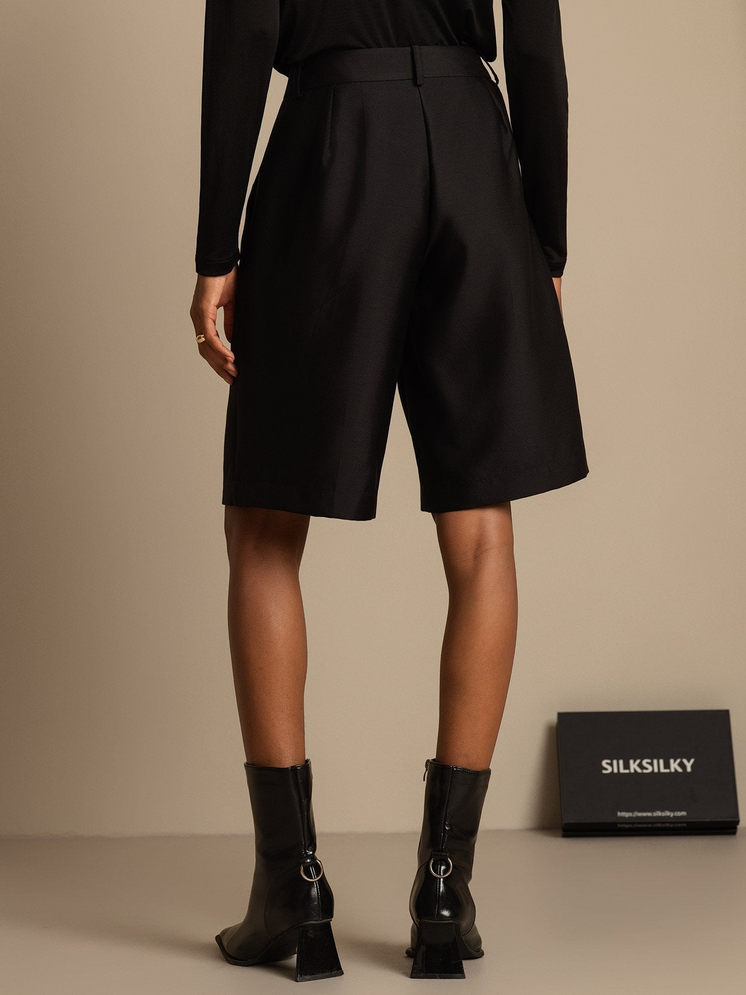[Noir] SilkSilky-FR 32Momme Soie Womens Shorts 002,