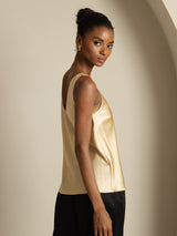 [Champagne] SilkSilky-FR Sleeveless V Neck Top À Fines Brides 003