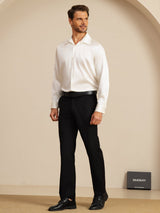 [Blanc] SilkSilky-FR 19Momme Manches longues Col à Revers Homme Chemise 007