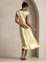 [Jaune Clair] SilkSilky-FR Cap Sleeve Robes 002