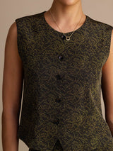 [Pin Vintage] SilkSilky-FR Sleeveless Crew Neck Women's Outfit Sets 003