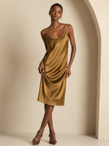 [Brun] SilkSilky-FR Sleeveless Col en U Robes 004