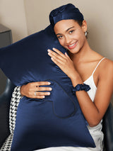 [Bleu Foncé] SilkSilky-FR 19Momme Pure Soie Pillowcase Set 001