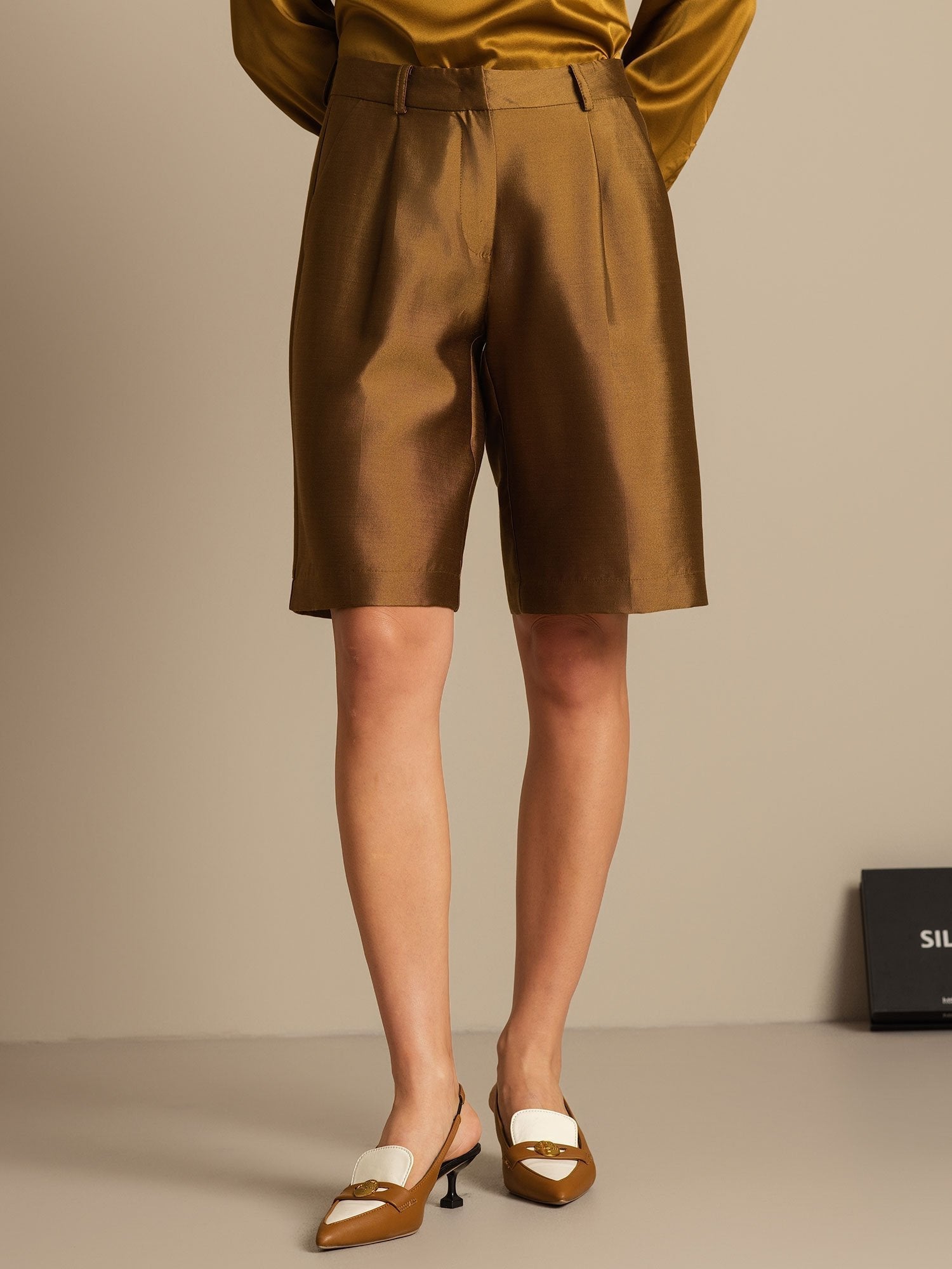 [Bronze] SilkSilky-FR 32Momme Soie Womens Shorts 006,