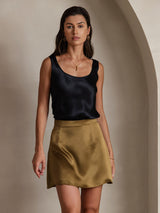 [Noir] SilkSilky-FR 19Momme Sans manches Encolure Dégagée Top À Fines Brides 004