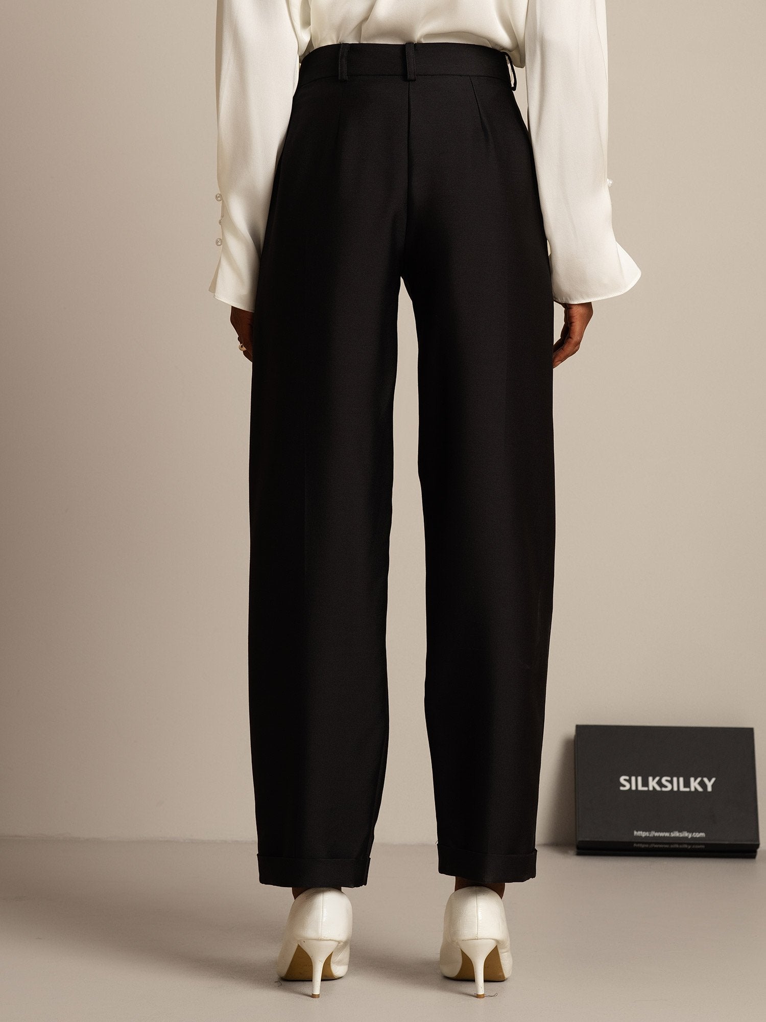 [Noir] SilkSilky-FR 32Momme Soie Womens Pants 002,