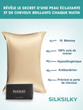 SilkSilky-FR 19Momme Pure Soie Pillowcase Beige 002