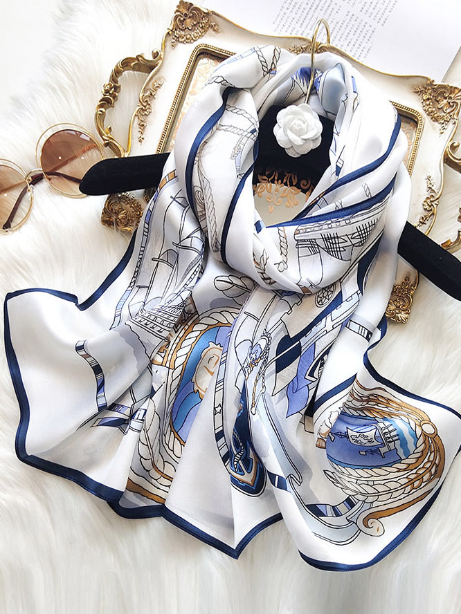 SilkSilky FR Pure Soie Scarf Bleu 001