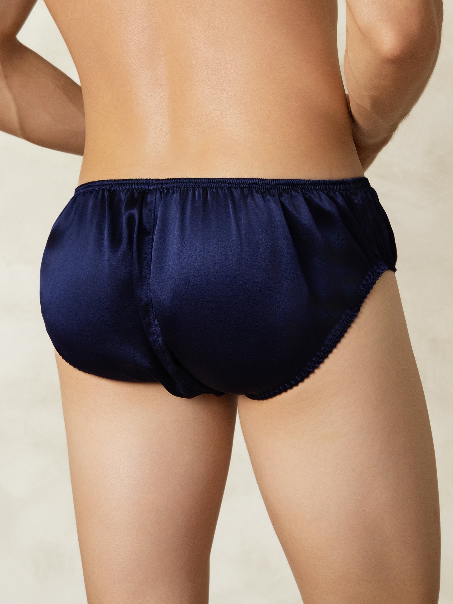 [BleuFoncé] SilkSilky-FR Soie Mens Underwear 002