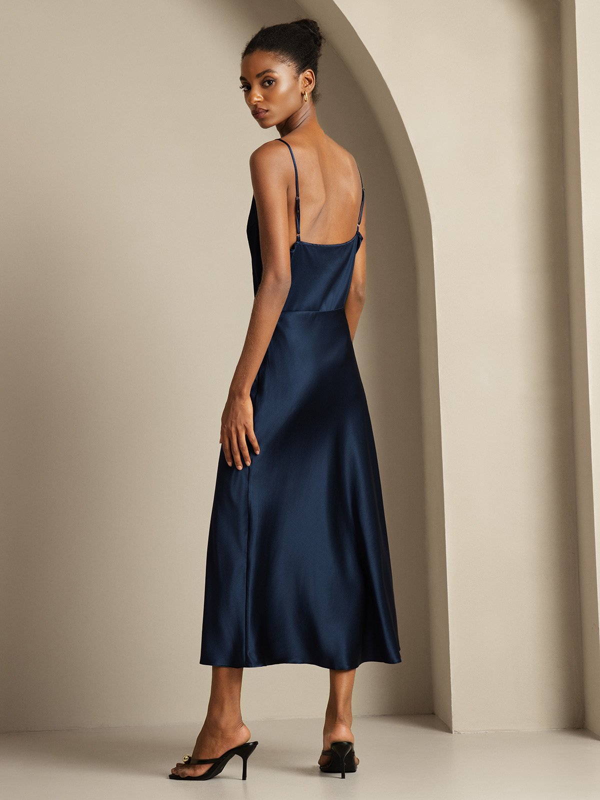 [Bleu Foncé] SilkSilky-FR 19Momme Soie Womens Outfit Sets 002,