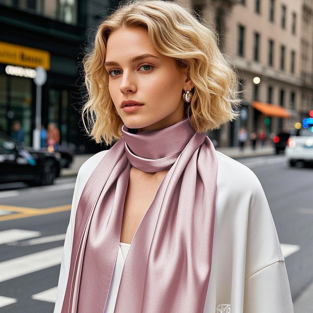 SilkSilky-FR Pure Soie Scarf Lavande 001