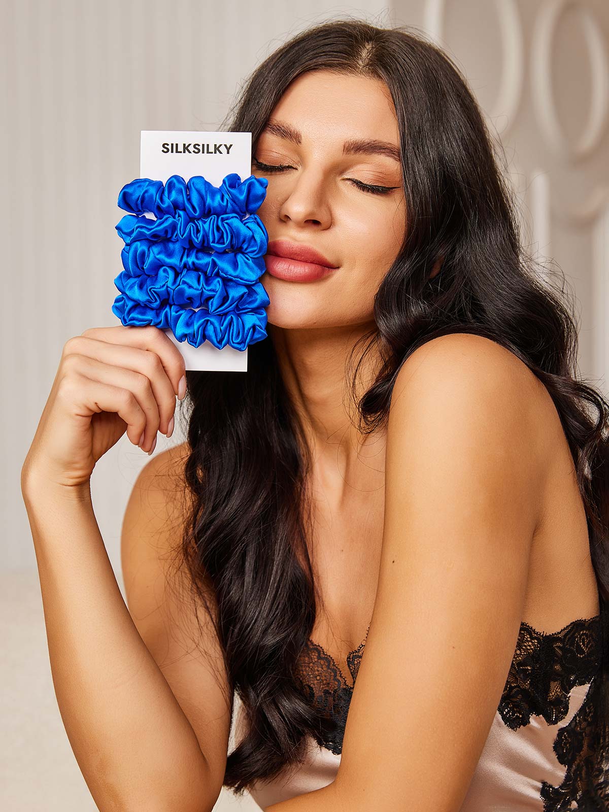 [Bleu] SilkSilky-FR 19Momme Pure Soie Scrunchie 002