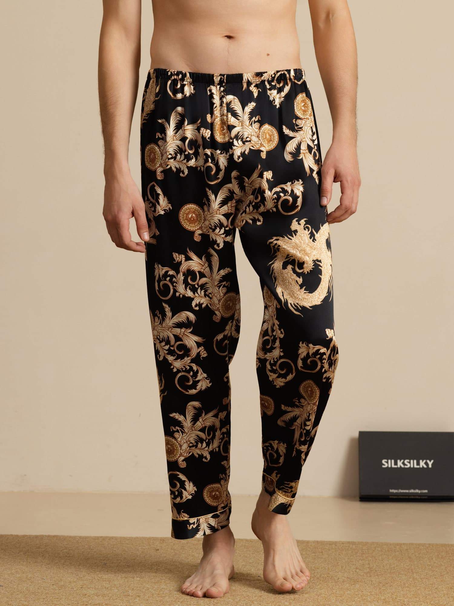 [Dragon Noir] SilkSilky-FR Mens Sleep Bottoms 002