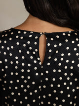 [Pois] SilkSilky-FR 19Momme Soie Bell Sleeve Col Rond Blouse 005