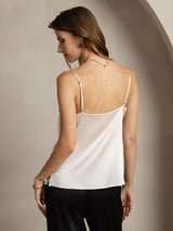 [Gris Clair] SilkSilky-FR Spaghetti Strap Cowl Neck Top À Fines Brides 002