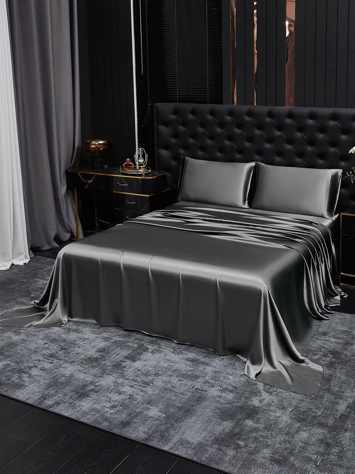 [Gris Foncé] SilkSilky-FR 19Momme Pure Soie Bedding Set 001