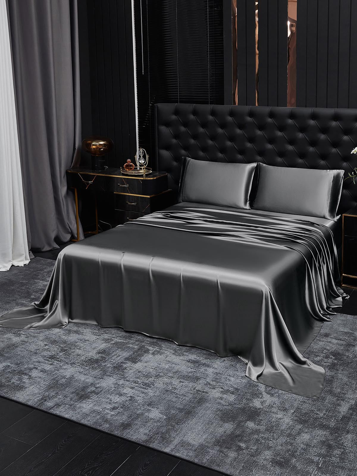 [Gris Foncé] SilkSilky-FR 19Momme Pure Silk Bedding Set 001