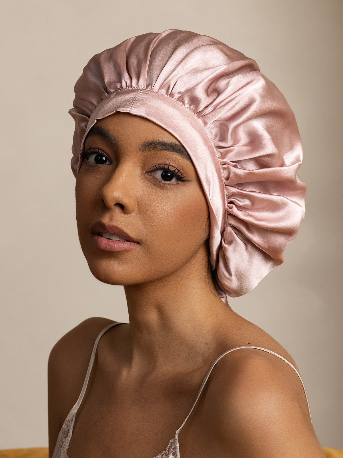 SilkSilky-FR Pure Soie Sleep Cap Rose 003