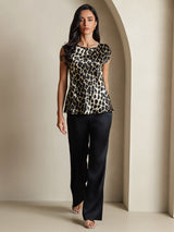 [Leopard] SilkSilky-FR 19Momme Soie Col Rond Femme T-Shirt 006