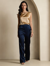 [Bleu Foncé] SilkSilky-FR Femme Pantalons 006