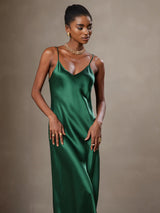 [Vert] SilkSilky-FR Sleeveless V Neck Robes 003
