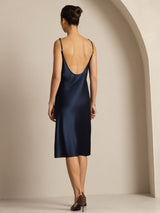 [Bleu Foncé] SilkSilky-FR Sleeveless Col en U Robes 002