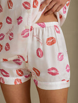 [Rouge À Lèvres Blanc] SilkSilky-FR Short Sleeve Notch Collar Femme Pyjamas 004
