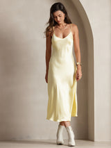 [Jaune Clair] SilkSilky-FR Sleeveless V Neck Chemises de nuit 005