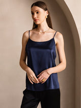 [Bleu Foncé] SilkSilky-FR Spaghetti Strap Top À Fines Brides 001