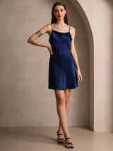 [Bleu Foncé] SilkSilky-FR Sleeveless Cowl Neck Robes 007