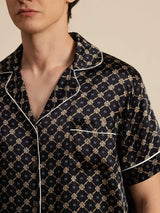 [Chaîne Noire] SilkSilky-FR Manches courtes Col Cranté Homme Pyjamas 004