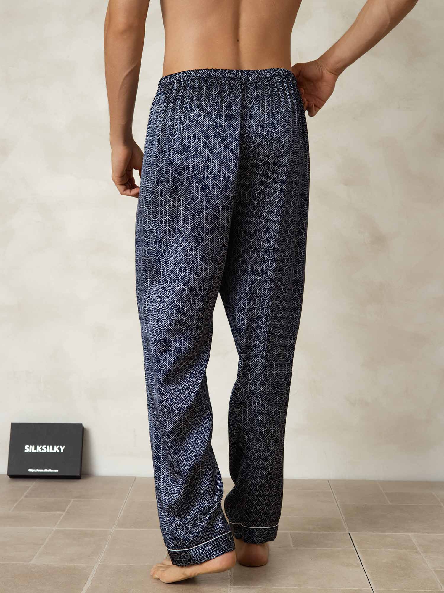 [Ginkgo Marine] SilkSilky-FR Pure Soie Mens Sleep Bottoms 002