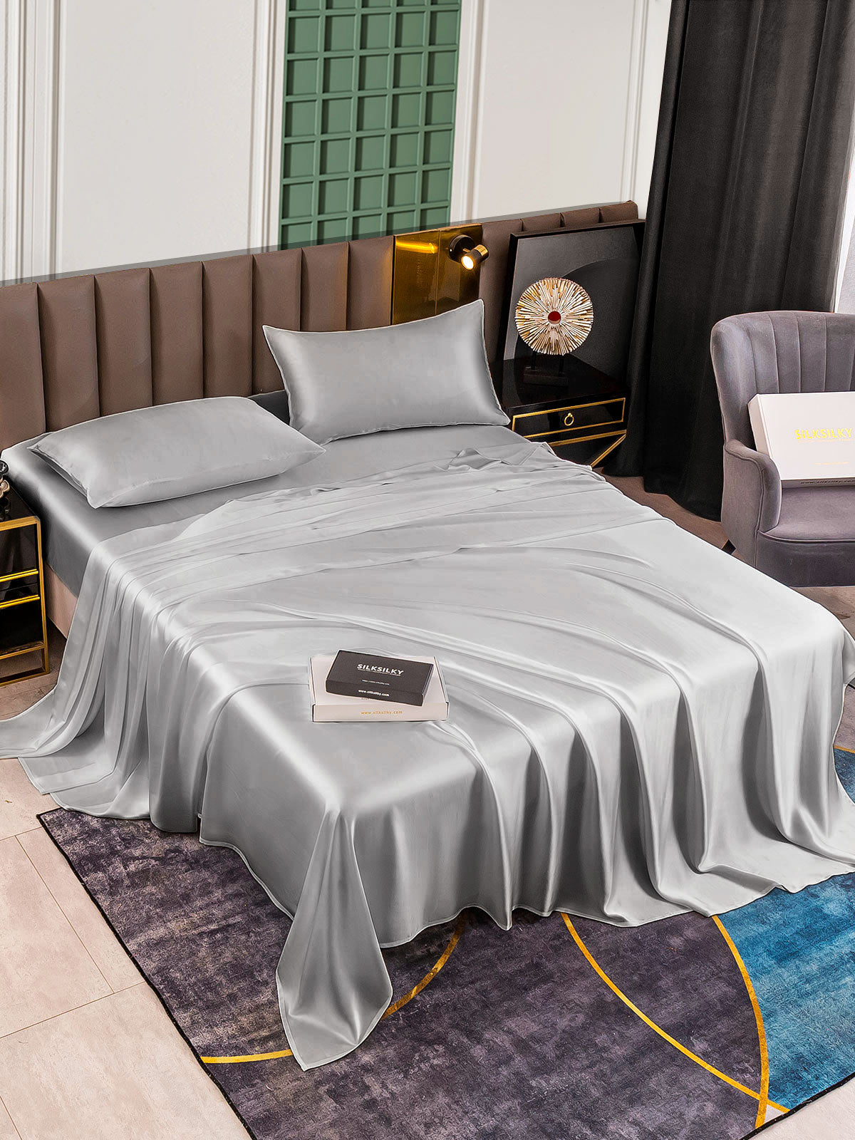 [Argent] SilkSilky-FR 25Momme Pure Soie Bedding Set 002